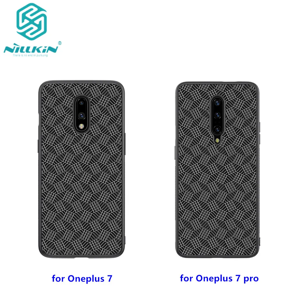 

For Oneplus 7 Case NILLKIN Plaid Synthetic Fiber Phone Case For Oneplus 7 pro Carbon PP Plastic Back Cover