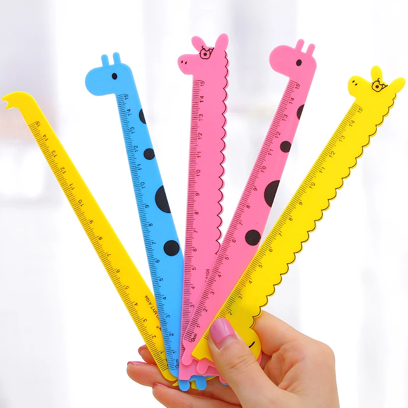 

1 Pcs Student School Supplies Children Cute Animal Cartoon Giraffe Plastic Straight Ruler