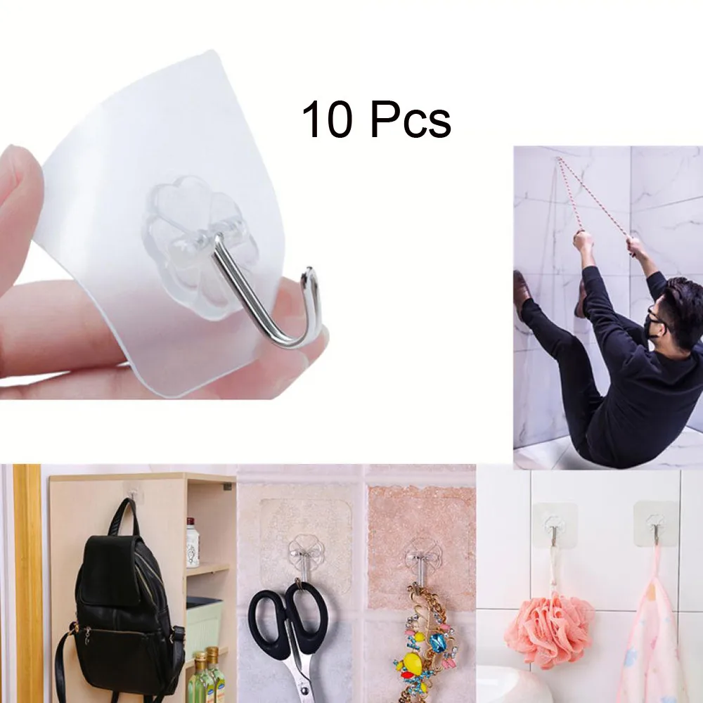 

10PCS Sucker hook Strong Transparent Suction smooth 6x6cm waterproof Cup Sucker Wall Hooks Hanger Kitchen Bathroom Storage #YL