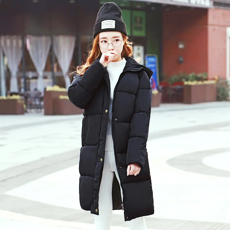 

Cotton Girls Long Section of Students Take 2017 Yards of Bread Thick Winter Coat Girl Feather Padded Knee16 Years Old