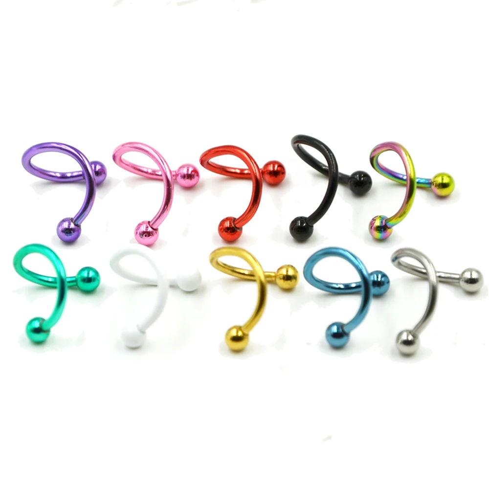 10Pcs Mixed Color Anodized Colorful Twist Barbell Horseshoe Circular