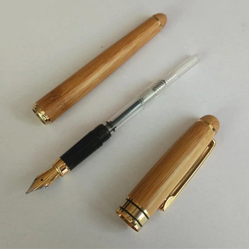 1 комплект винтажная элегантная бамбуковая ручка+ коробка набор для бизнеса как подарки 0,7 мм перо из иридистого золота Рекламные Ручки офис и школа