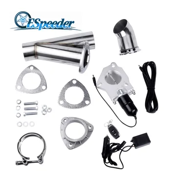 

ESPEEDER 2'' Stainless Steel Headers Electric Butterfly Exhaust Y Pipe CutOut With Remote Control Valve Catback Downpipe Kit Car