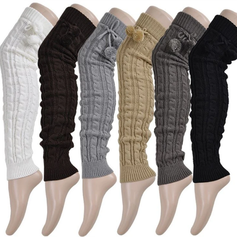 Модные женские зимние гетры до колена, до бедра, вязаные длинные носки для высоких ботинок