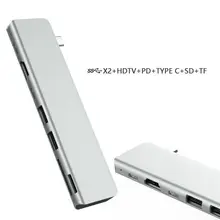 7 в 1 концентратор многопортовый адаптер тип-c к PD USB-C 2* USB3.0 4 k@ 30Hz HD Интерфейс карта памяти порт TF разъем