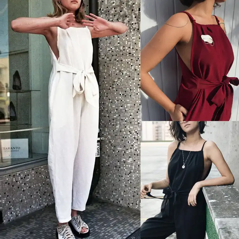 sleeveless bib pants harem trousers jumpsuit playsuit overalls