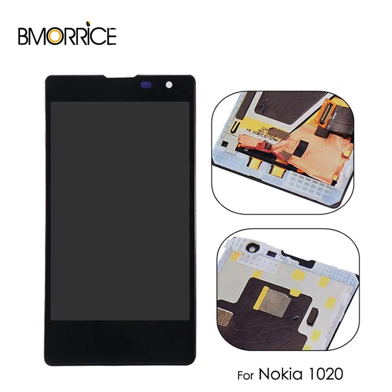 

Original LCD Display For Nokia Lumia 1020 Touch Screen Digitizer Sensor Glass Panel Assembly With Frame Black 100% Tested