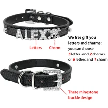 Bling Personalized Pet Dog Collar Rhinestone Customized Free Name Diamond Bucklet XS S M L Free Shipping