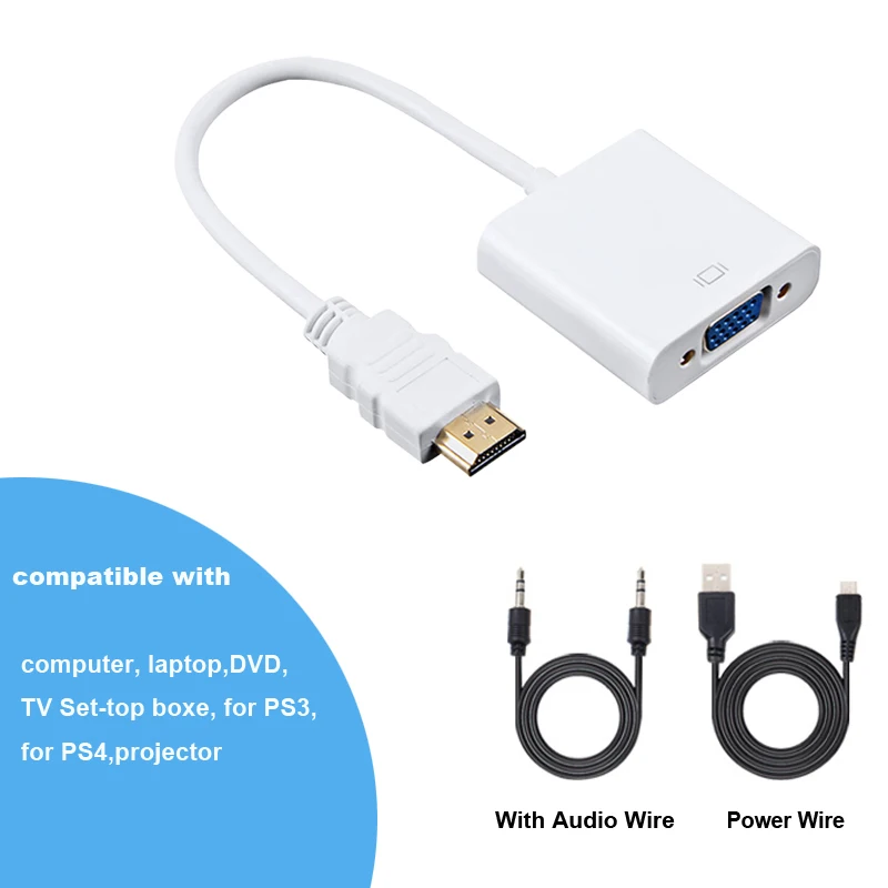 

HDMI to VGA Adapter 1080P Digital to Analog Video Audio For PC Laptop Tablet Male To Famale Converter Adapter