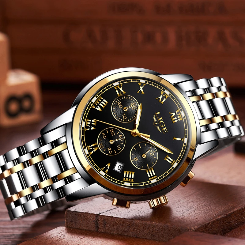 2017 Fashion Luxury Brand LIGE Chronograph Men Sports Watches Waterproof Full Steel Casual Quartz Men's Watch Relogios Masculino
