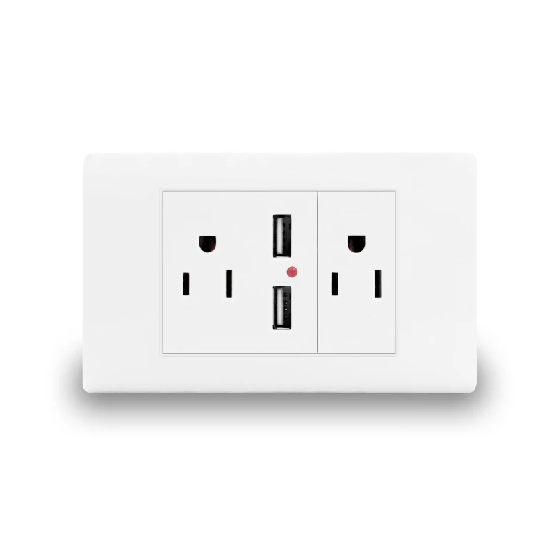 

Dual USB Power Wall Charger Dock Socket Electric Power Outlet Panel Plate White US Plug Type Wall Socket