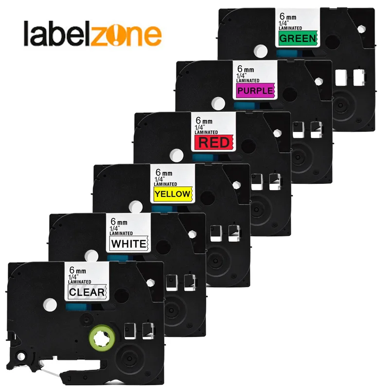 Mixed 30 colors 6mm label tapes Compatible Brother p touch printers tze