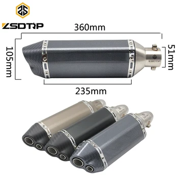 

ZSDTRP Universal 51mm Motorcycle Exhaust Modified Scooter Exhaust Mufflers GY6 for CBR250 CB600 MT07 FZ6 ATV Dirt Bike Exhaust