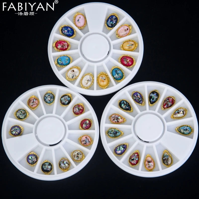 

Nail Art Wheel Decoration Irregular Shell Metal Edge Colorful Glitter Gems Rhinestone Studs Design Manicure Tools Acrylic Tips