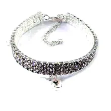 Новые 3 рядов серебро горный хрусталь упругих Допускается воротник ювелирные украшения ожерелье капельной с большой ясно камень 3 шт много