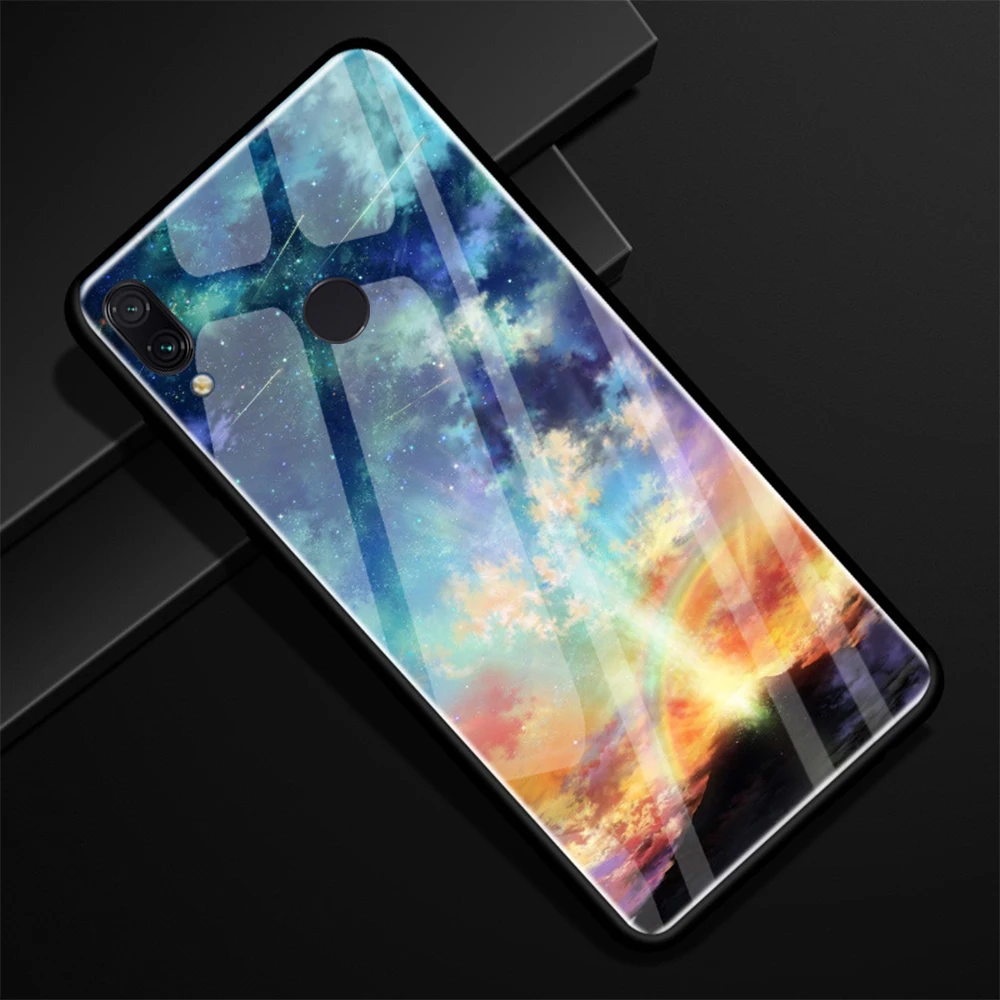 Для Xiaomi Redmi Note 7 Чехол из закаленного стекла Роскошная Броня ударопрочный ТПУ Край задняя крышка для Redmi Note 7 Pro Чехол стеклянный чехол s