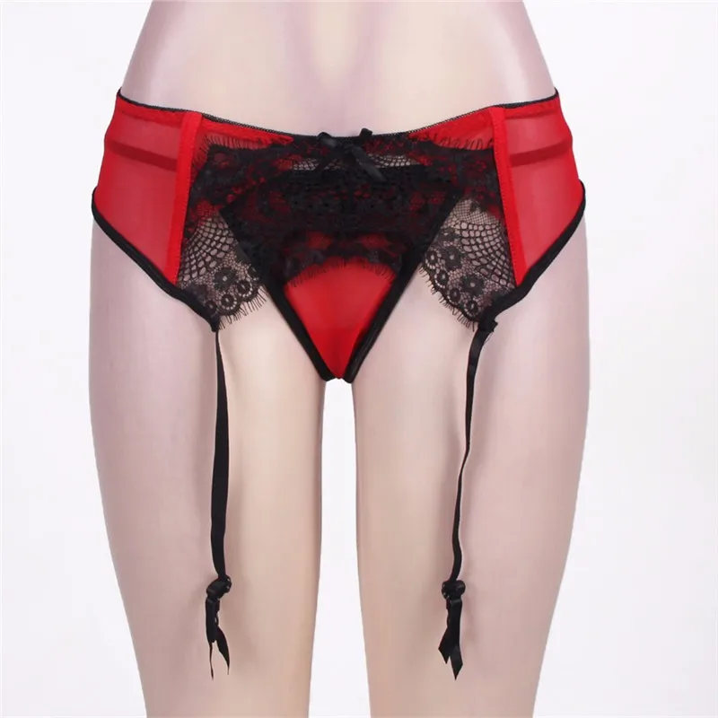 PW5123 Transparent Plus Size Garter Belt Crotchless Sexy Panties Underwear Women Erotic Lace Briefs Garter Belt For Stockings