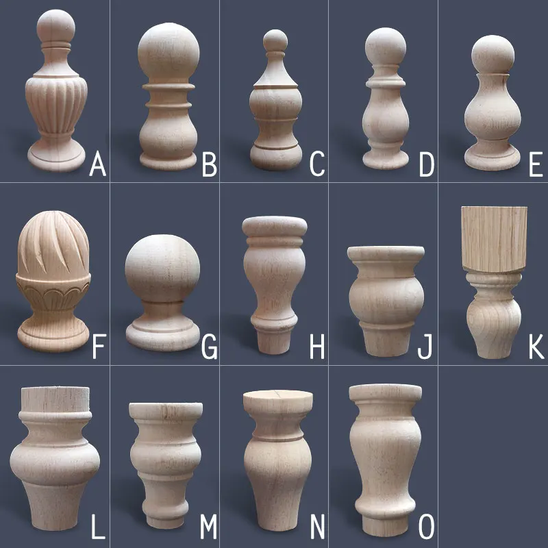 

UNPAINTED UNFINISHED EUROPEAN SOLID WOOD FURNITURE HANDRAIL ARCHITECTURAL POST DECORATIVE END TIP FEET FINIAL