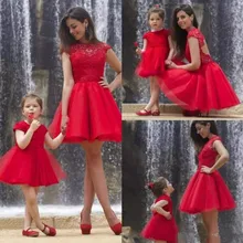 Красивые красные платья до колена с цветочным рисунком для девочек на свадьбу, кружевные тюлевые платья для девочек на день рождения, индивидуальный заказ