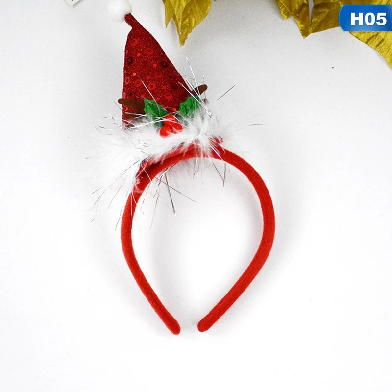 

Lovely Girls Bows Knot Christmas Hats Hot Christmas Headband Santa Xmas Party Decor Double Hair Band Clasp Head Hoop