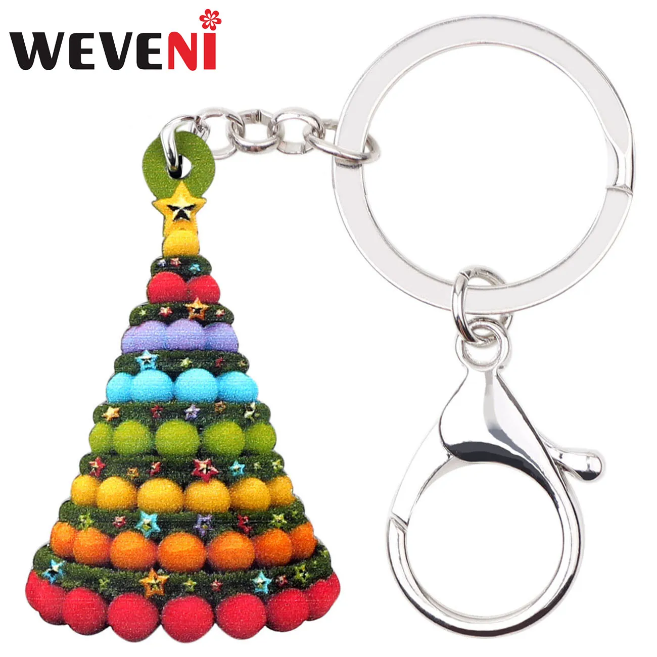 WEVENI Acrylic Christmas Tree Ball Key Chain Keychains New Year Decoration Jewelry For Women Girls Bag Purse Party Charms Bijoux | Украшения