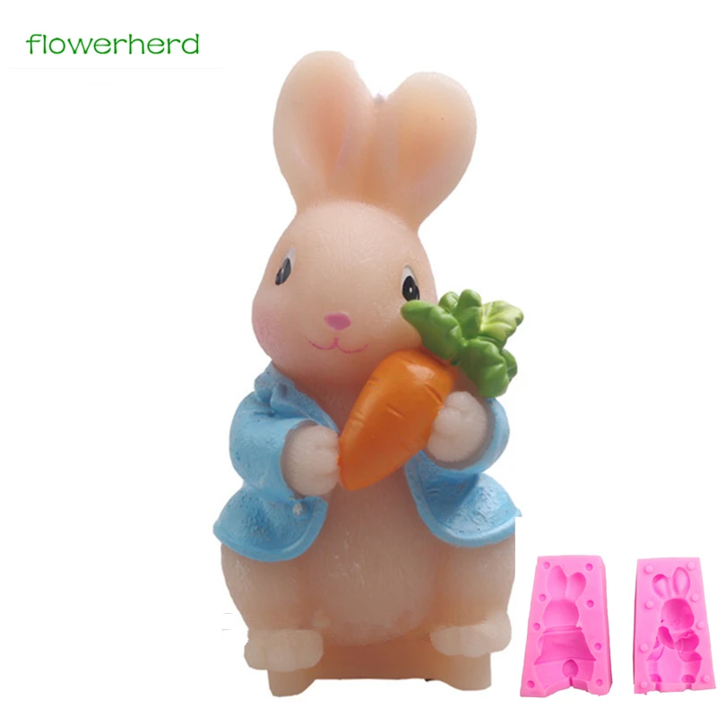 

Easter Lovely Rabbit With Carrot Shape 3D Silicone Cake Mold For Cake Fondant Decorating Animal shape For Kitchen Accessories