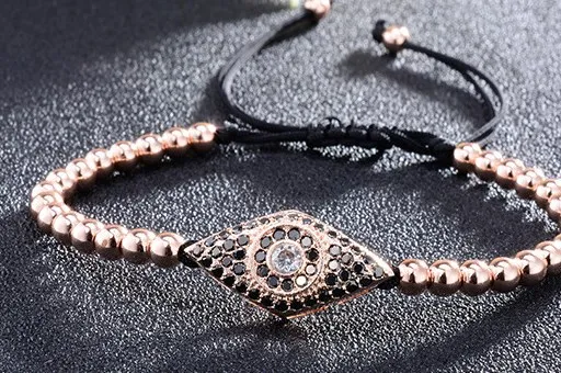 

4mm md424 silver gold copper Turkey eyes micro pave cz zircon cubic zirconia Bracelet macrame Charm Braided Bangles Braiding