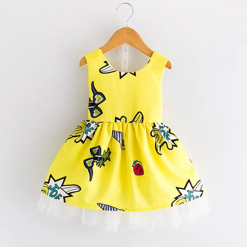 

BibiCola summer girls dress 2018 fashion sleeveless lace dress for children kids bow wedding party clothing girls princess dress