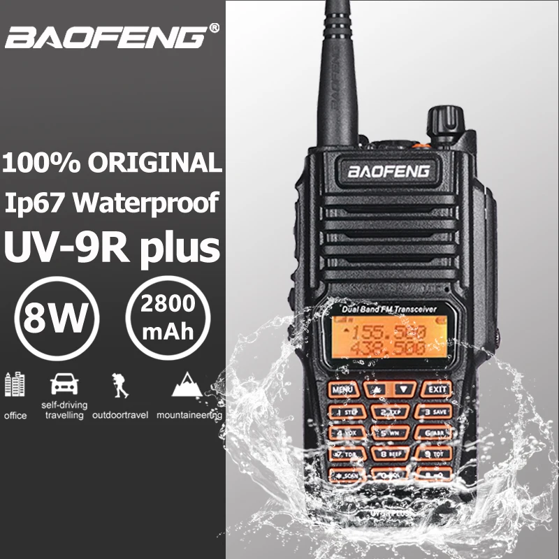 Baofeng UV-9R Plus 8W High Power IP67 Waterproof Walkie Talkie 10km Handheld UV 9R Two Way Radio Ham CB Radio Communicador UV9R