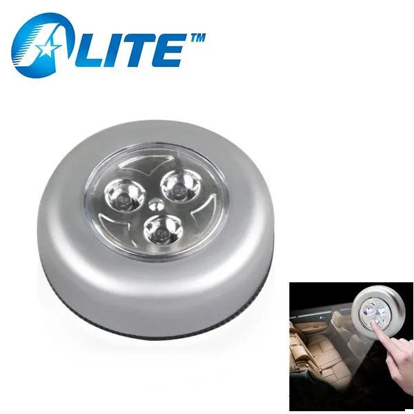 

ABS Plastic 3 LED Battery Powered Tap Light Wall Kitchen Closet Lighting Touch Light 3 LED Small Home Touch Lamp