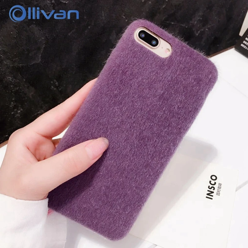 OLLIVAN Fundas меховые силиконовые чехлы для телефонов iPhone X 8 7 s 6 S Plus Iphone XS Max Xr Чехол