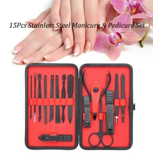 15 шт. отодвигатель кутикулы из нержавеющей стали ножницы кусачки для ногтей пинцет Пикер дизайн ногтей маникюрные инструменты с футляром для хранения