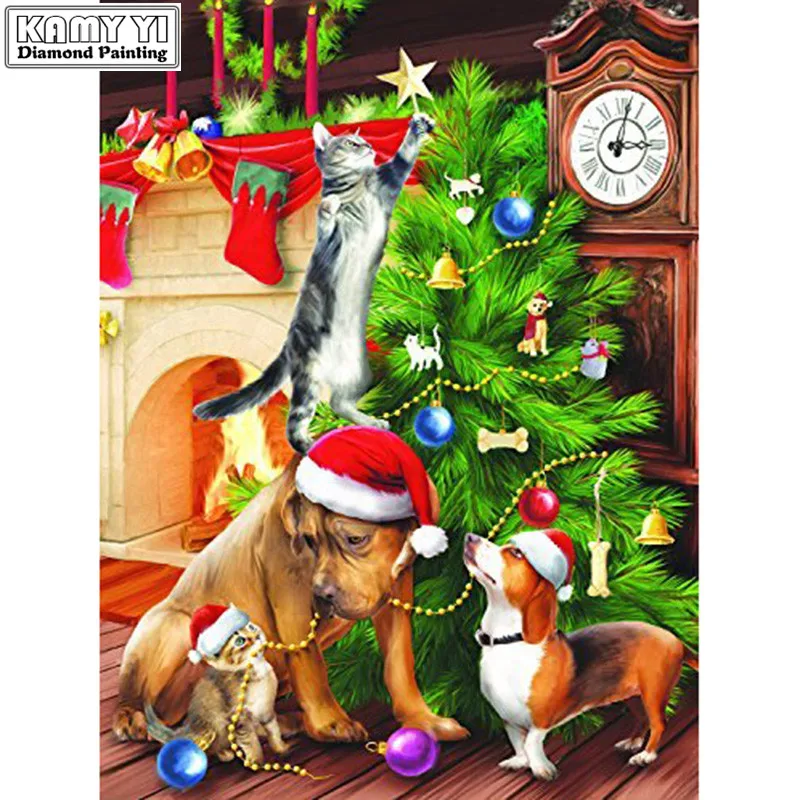 Full Square drill 5D DIY Diamond painting Animals have Christmas Embroidery Mosaic Cross Stitch Rhinestone decor | Дом и сад