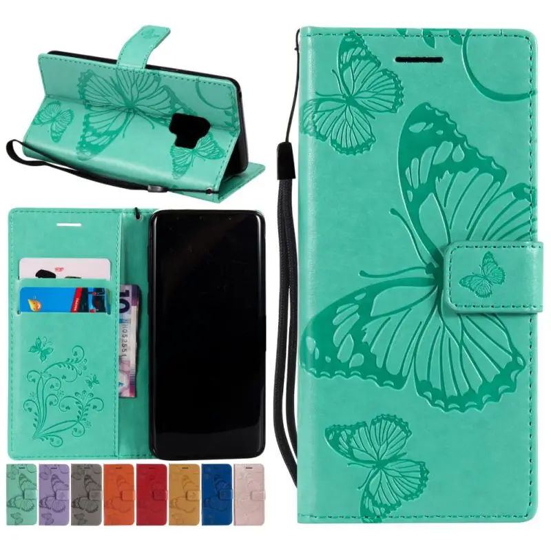 

Luxury Leather Flip Case for Samsung galaxy Note8 j120 S9 S8 A6 A8 Plus 2018 S7 S6 Edge S5 S4 S3 Capa Butterfly Phone Cover P06Z