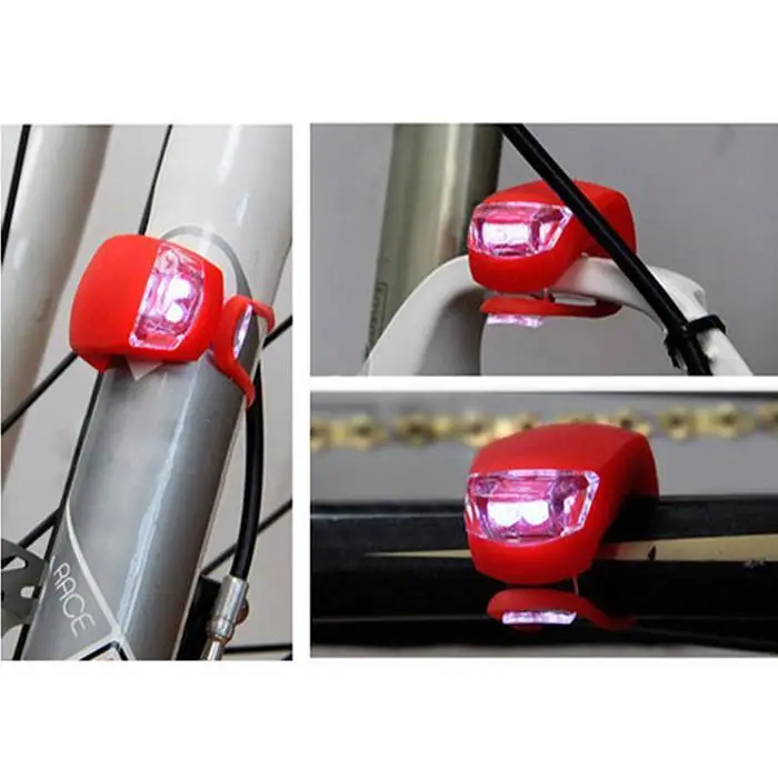 Sale 1PCS Silicone Bike Bicycle Light Waterproof LED Flash Safety Warning Lamps Cycling Front Rear Rail Light Cycling Flashlight 10