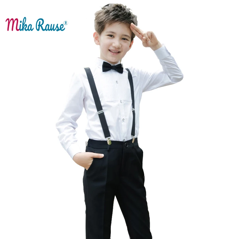 

Fashion kids clothes boys summer clothing sets toddler boy clothes cotton long-sleeve white shirt teenage school party costume
