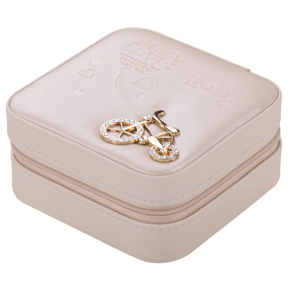 Mini Square Faux Leather Earrings Ring Necklace Jewelry Organizer Storage Box