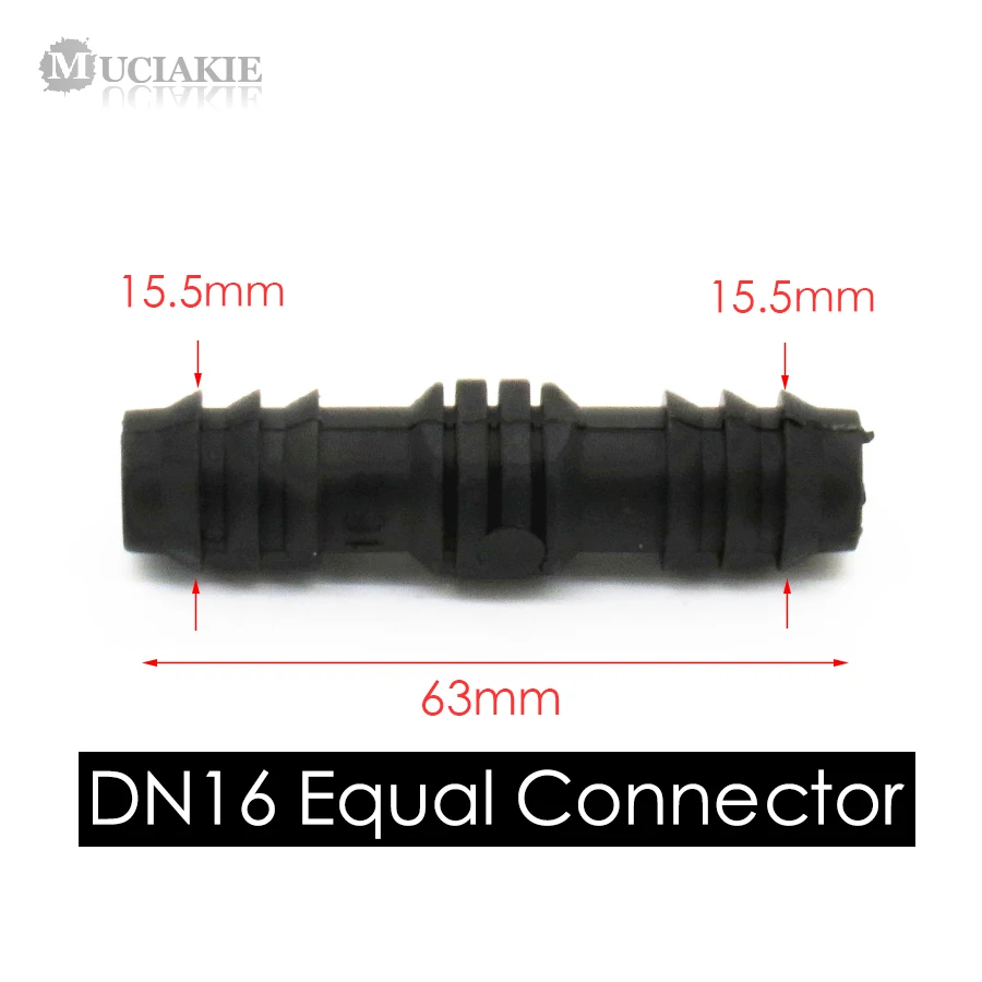 MUCIAKIE DN16 равных колючей разъем 16 мм прямой Barb адаптер 2-способ совместного 1/2 ''шланг ремонт совместного прямо Barb для полива и орошения