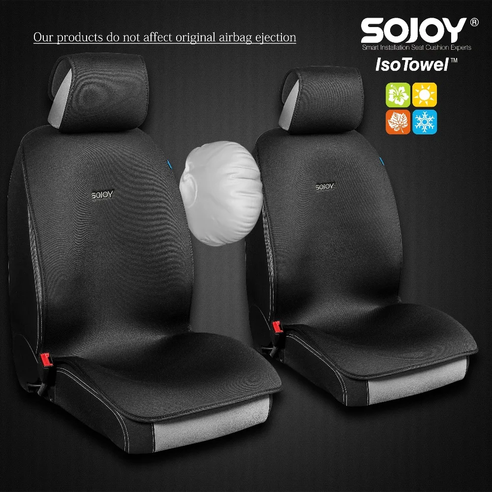 

Sojoy Summer Cooling Four Seasons Car Seat Cushions for Front Two Seats Comes with 2 Pieces - Honeycomb Cloth (Carbon Black)