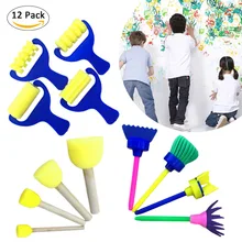 MINOCOOL 12pcs /set DIY Flower Graffiti Sponge Art Supplies Brushes Seal Painting Tools Creative Funny Drawing Toy for Children