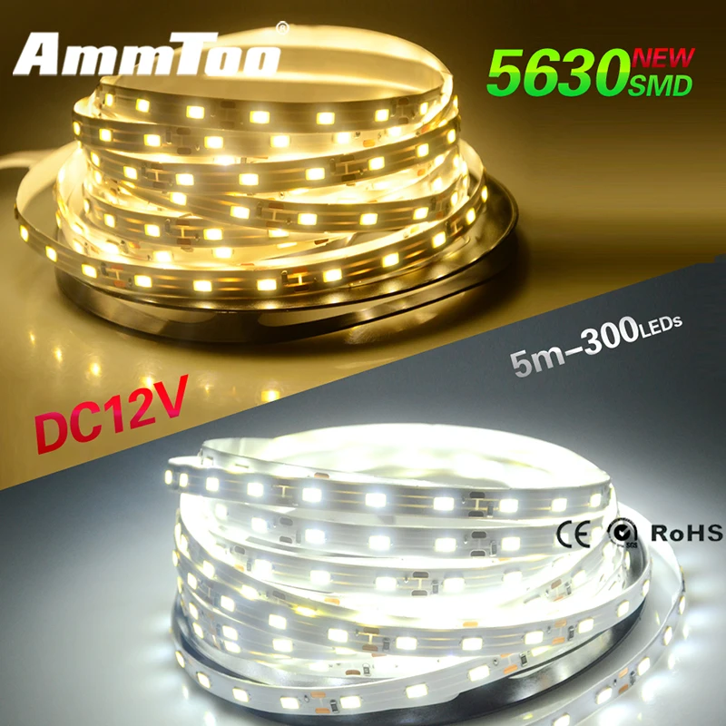 High Bright Led Strip 5630 Smd Dc12v 5m 300led Flexible 5730 Bar Light