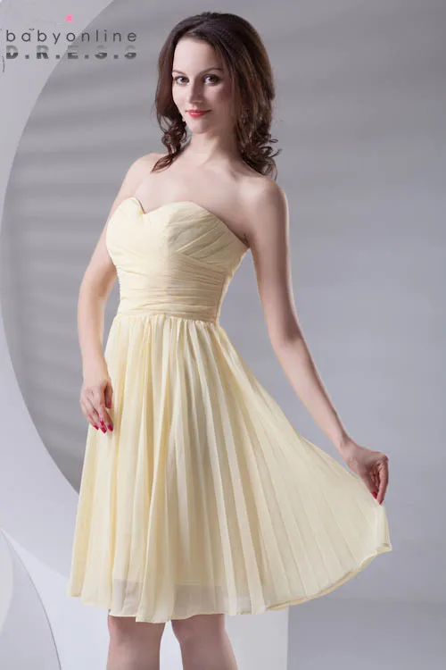 

Custom Color Chiffon Elegant Ruched Bridesmaid Dresses Strapless Pleat Wedding Soild Party Dresses Short Prom Gown Vestidos