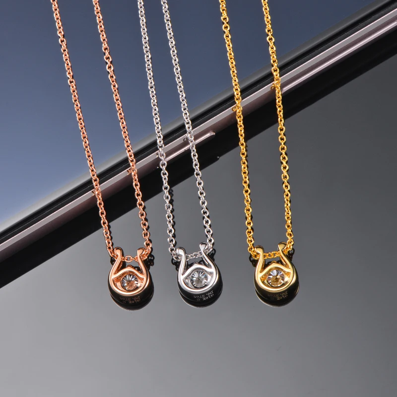 Caimao Jewelry 14K Gold Natural Brilliant Cut Diamond Engagement Pendant Exquisite Small Chain