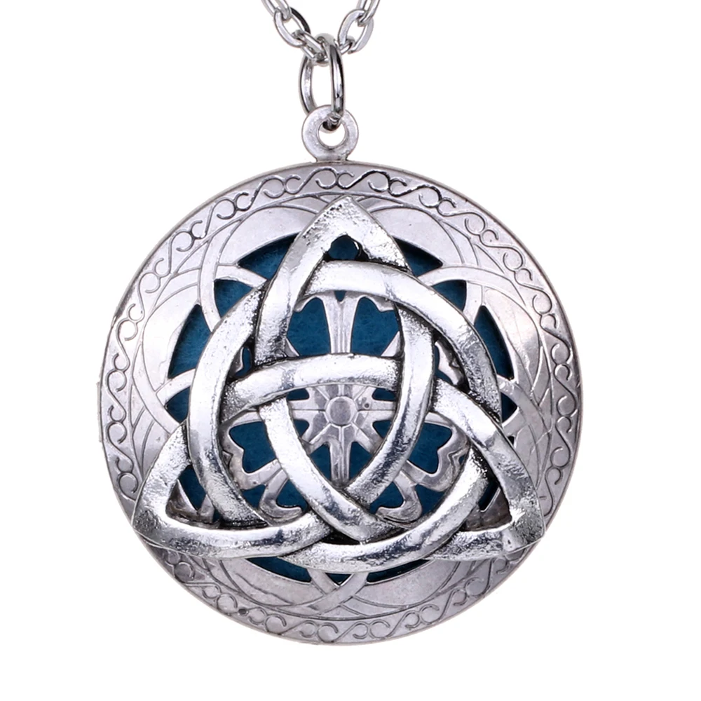 

Antique Silver Celtics Knots Locket Essential Oil Diffuser Exquisite Pendant Necklace Jewelry Bohemia Style Gift Pouch