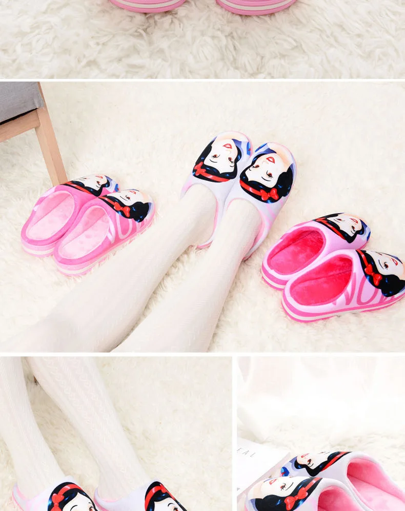 Осенне-зимняя обувь новые женские disney тапочки из хлопчатобумажной ткани Белоснежка домашние хлопковые тапочки европейский размер 35–40