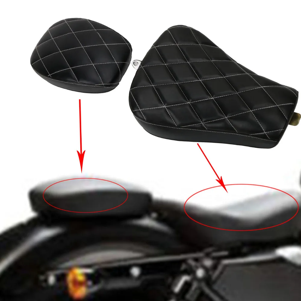 Motorcycle Solo Seat + Passenger Pad For Harley Sportster XL883 XL1200 – Replacement Riding Seat - View #5
