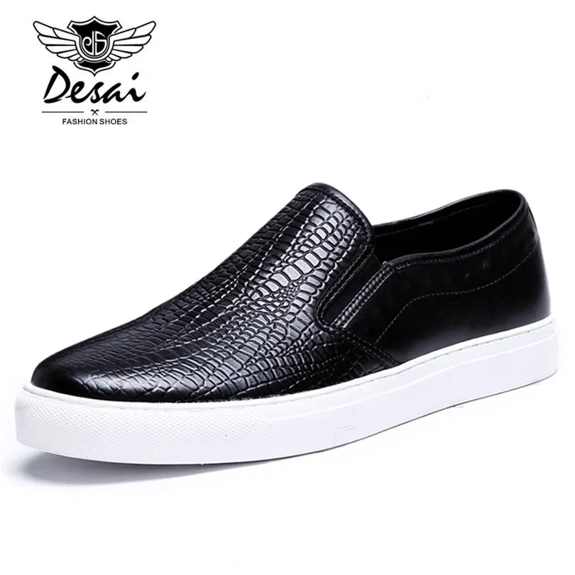 

Desai Brand Luxury Men Genuine Leather Flat Moccasins Litchi Pattern Breathable Slip On Men Lazy Shoes Size 38-43