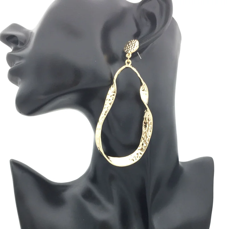 MANILAI Irregular Golden & Silver Colors Metal Big Drop Dangle Earrings Women Fashion Vintage Statement Earings Brincos Gift