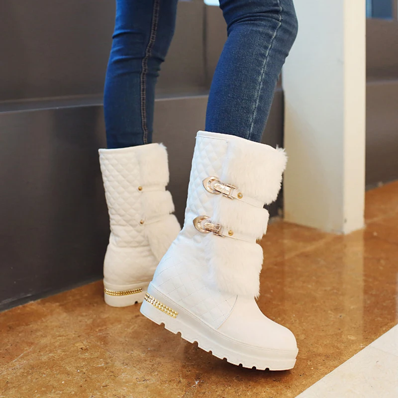 

Shoes Women Snow Boots Winter Warm Shoes New White Black Shoes Plus size 43 women boots 2018 bota feminina NA263