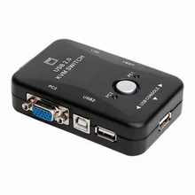 CAA Hot New 2-Port USB 2.0 KVM Switcher + VGA Cable Cord Mouse/KYB/VID